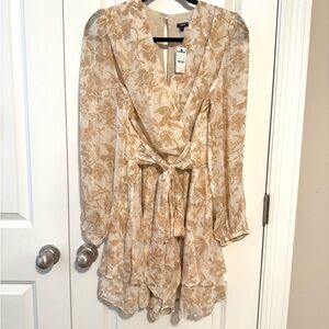 Express Cream and Tan Floral Dress
